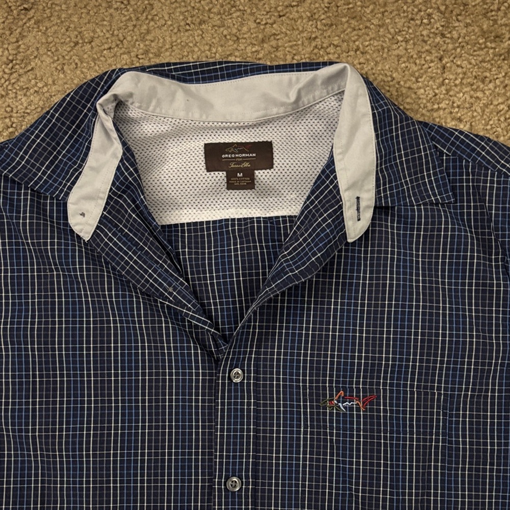 Greg Norman Collection Navy Plaid Short Sleeve Shirt - Picture 2 of 3